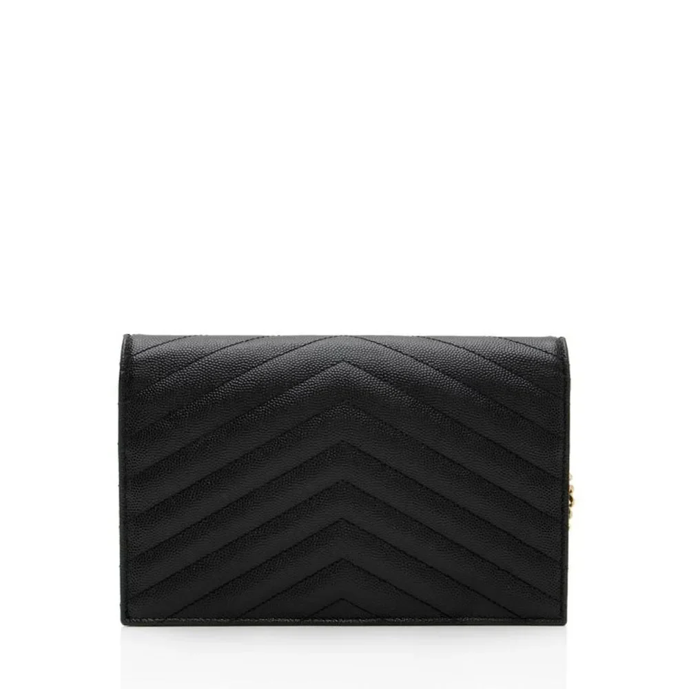 Saint Laurent Matelasse Grain de Poudre Monogram Envelope Chain Wallet - Picture 3 of 14